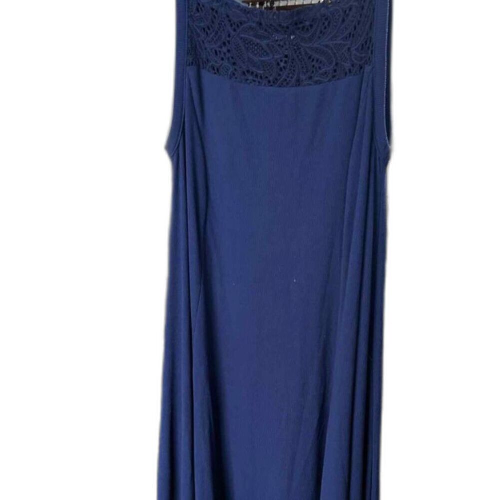 Torrid Tank Top Lace Inset Ribbed Knit 1‎ Navy Blue Womens